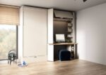 Vertical folding bed and desk with interior shelves - Image 3