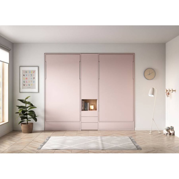 Bedroom with vertical folding beds to share