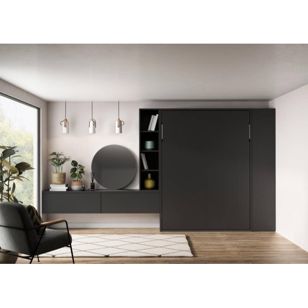 Vertical folding double bed with dressing table
