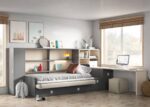 Sofa integrated into a folding bed with a pull-out trundle and desk - Image 2