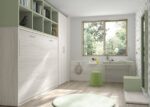 Horizontal folding double bed with voice assistant