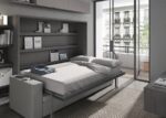 Living room with horizontal folding bed with sofa and storage box - Image 4