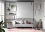 Family room with vertical folding bed