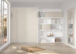 Vertical folding double bed with bookcase