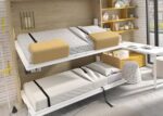 Double horizontal folding bed measuring 90 x 190 with study area. - Image 3