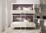 Bedroom with fold-down bunk bed and study area