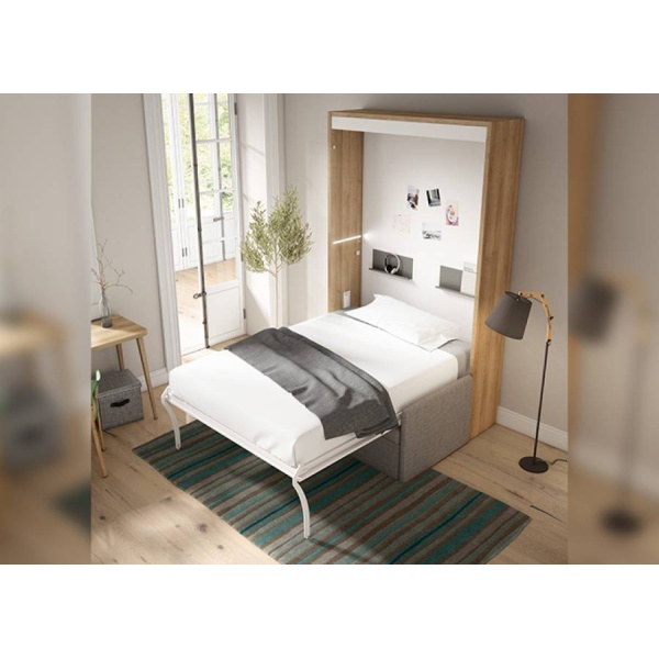 Bedroom with sofa integrated into a folding bed