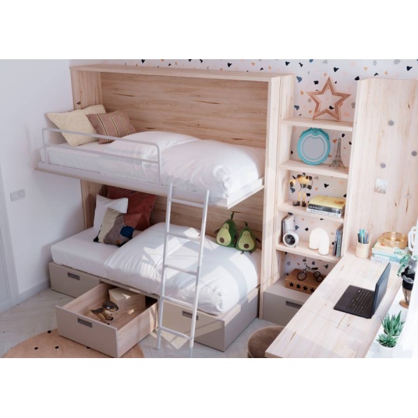 Bedroom with high folding bed