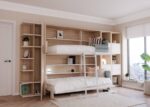 Bedroom with folding bunk bed with table - Image 2