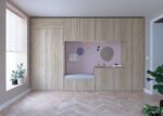 Vertical folding bunk bed with wardrobes