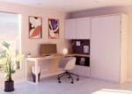 Bedroom with vertical folding bed and desk - Image 2