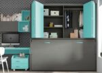 Horizontal folding bed measuring 90 x 190 with wardrobes. - Image 2