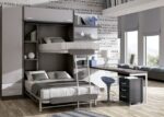 Bedroom-Study with vertical folding bunk bed 135 x 190