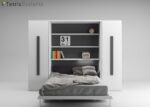 Folding double bed with table and wardrobes - Image 2