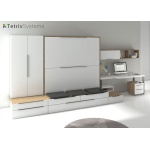 Folding bunk bed with trundle, table and wardrobe