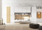 Horizontal folding bed 90x190 with wardrobe and folding desk - Image 2