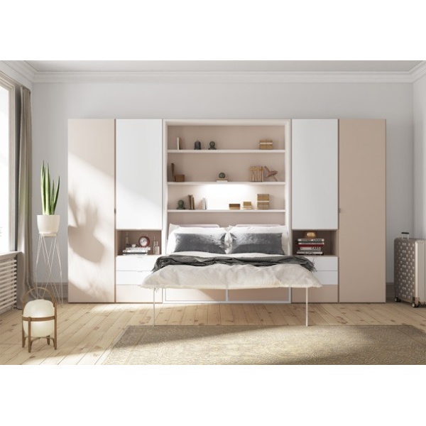 Vertical folding bed 150x190 with side cabinets