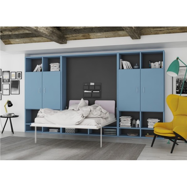 Vertical folding bed 150x190 with higher bed