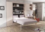 Studio with a vertical folding double bed and wardrobe