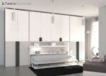 Horizontal folding bed with wardrobes