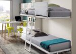 Horizontal folding bunk bed measuring 90 x 190 with study area. - Image 2