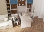 Vertical folding double bed with sofa and trundle bed - Image 3