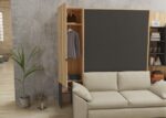 Horizontal folding double bed with sofa and wardrobe - Image 3