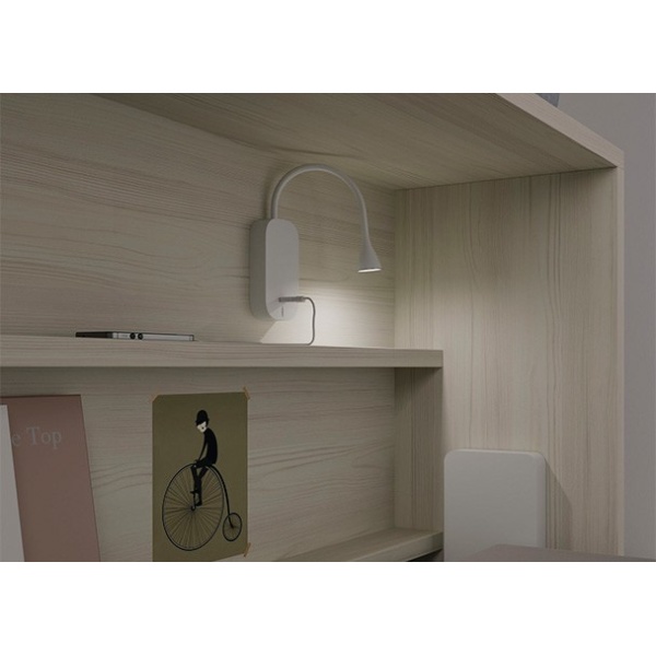 Horizontal folding table with high desk and wardrobe.