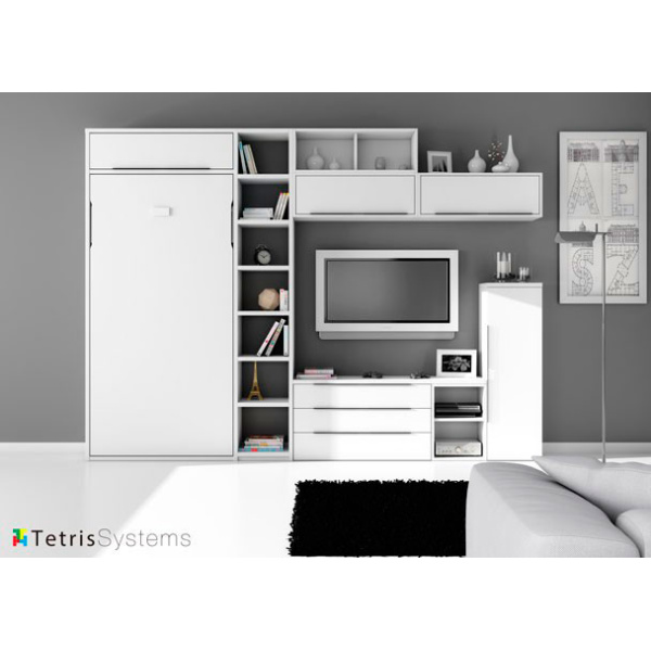 Living room with vertical folding bed