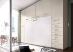 Horizontal folding double bed with wardrobes