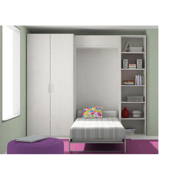 Children's room with vertical folding bed and two-door wardrobe