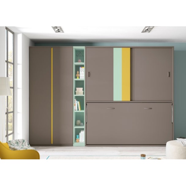 Horizontal folding bed 90 x 190 with wardrobe
