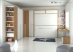 Double folding bunk bed with desk and terminal