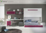 Folding loft bed and trundle bed with 3 drawers