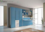 Horizontal folding bed, folding desk and wardrobe