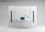 Folding double bed with table and wardrobes