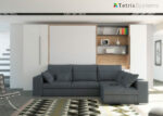 Living room with vertical folding bed and chaise longue