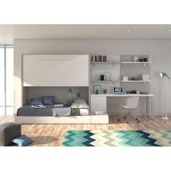 Youth room with pull-out bed and trundle bed