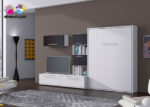 Wall composition for living room, with vertical folding bed of 150x190