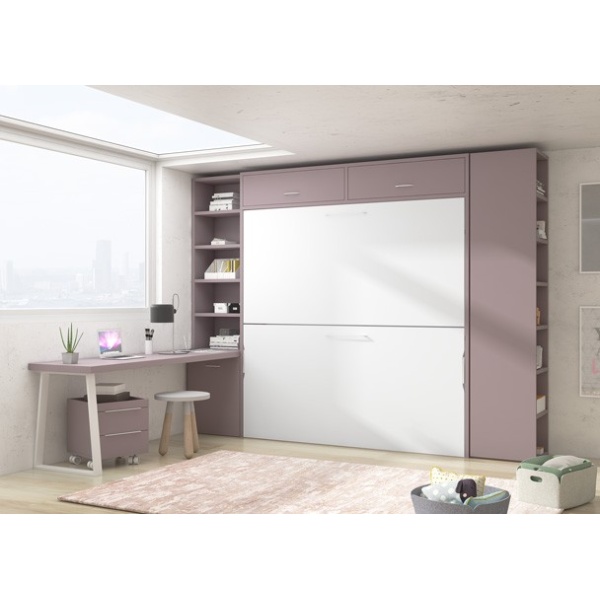 Children's room with folding bunk beds with loft + wardrobe