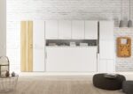Horizontal folding bed 90x190 with wardrobe and folding desk