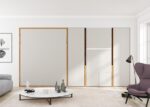 Living room with folding bed, wardrobes and folding table