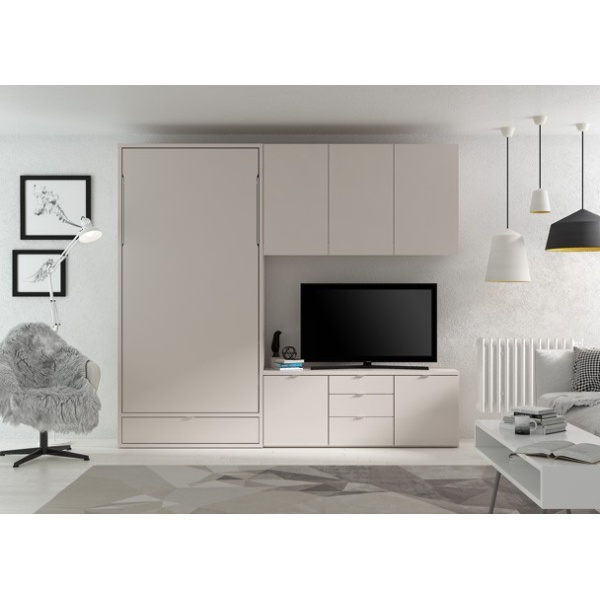 Living room with 90x190 vertical folding bed with drawer