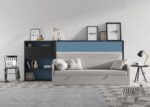 Murphy bed with sofa and small study area