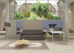 Horizontal folding bed with sofa and study area