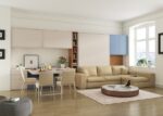Living room with vertical folding bed