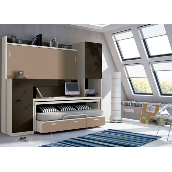 Youth with self-supporting folding compact furniture