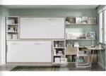 Youth bedroom with two horizontal folding beds with bookcases