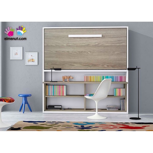 High folding bunk bed with desk, for 90 x 190 mattress