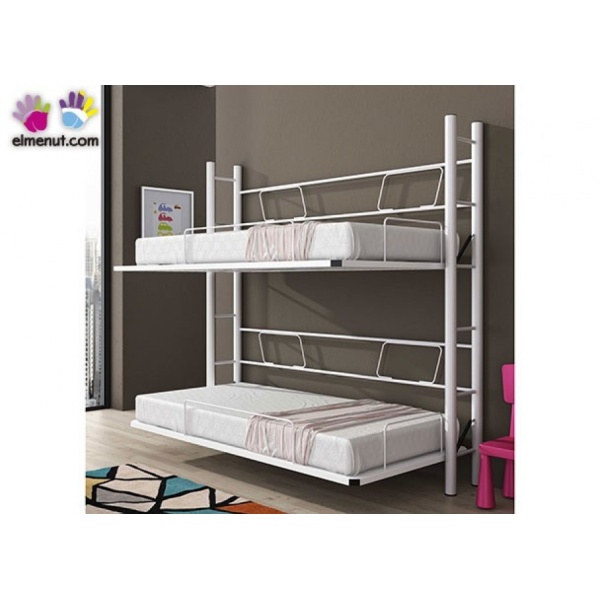 Horizontal folding bunk bed, for 90 x 190 mattress